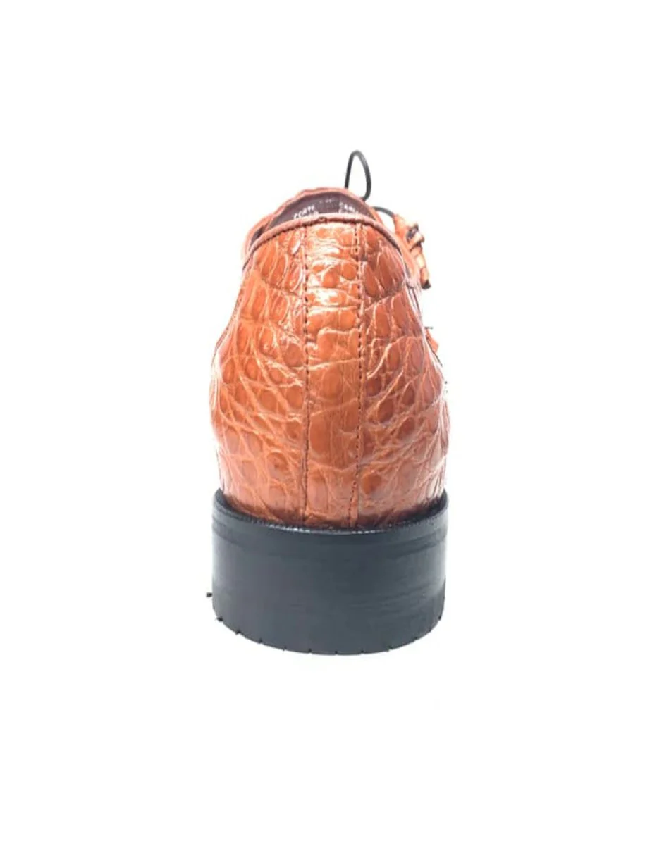 Los Altos Cognac All-Over Crocodile Lace Up Dress Shoes - Image 5