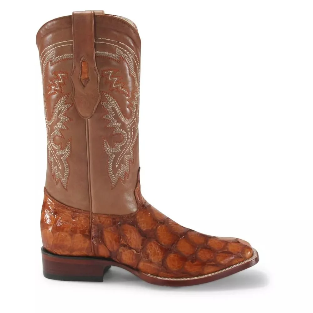Los Altos Cognac Glossy Pirarucu Square Toe Boots - Image 2
