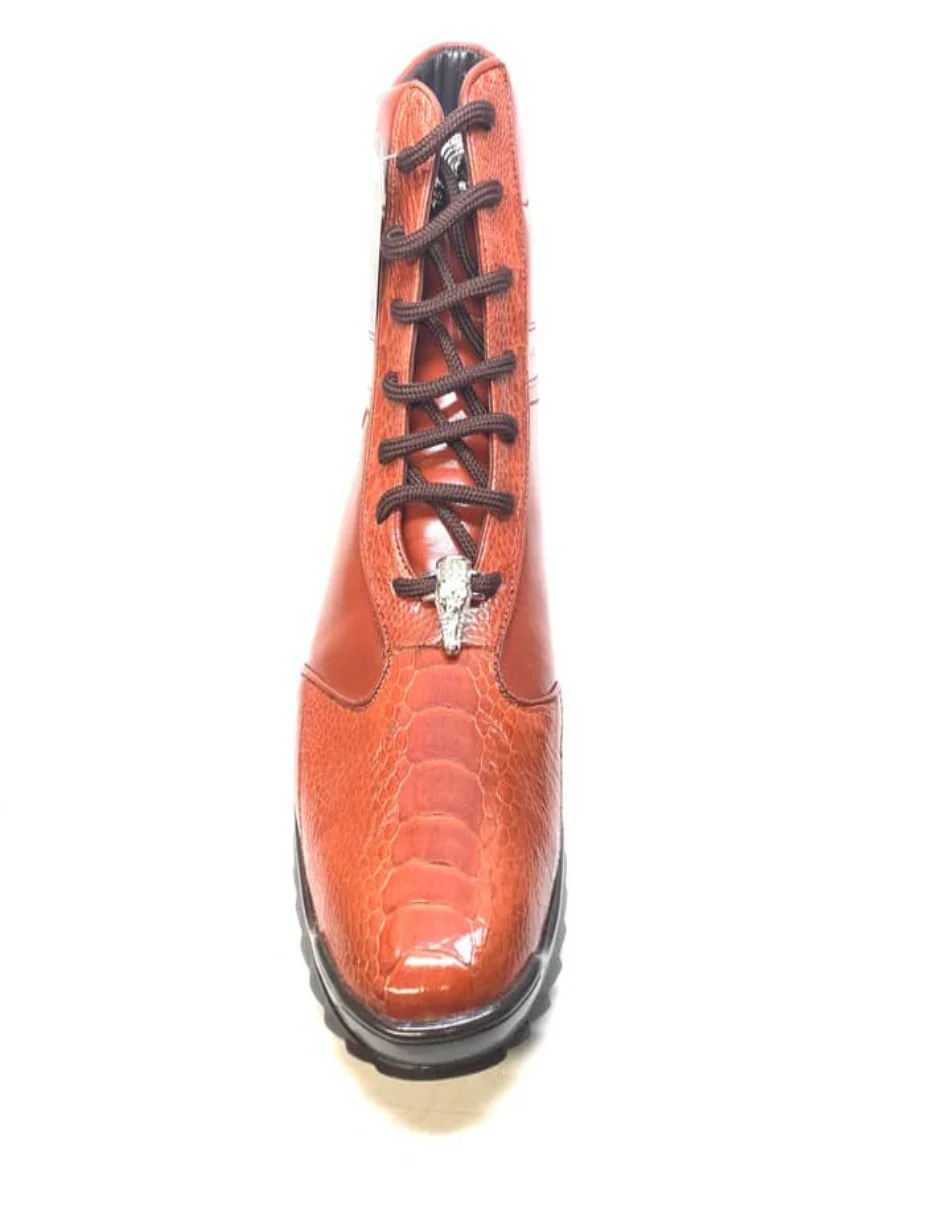 Los Altos Cognac Ostrich Leg High-top Sneakers - Image 2