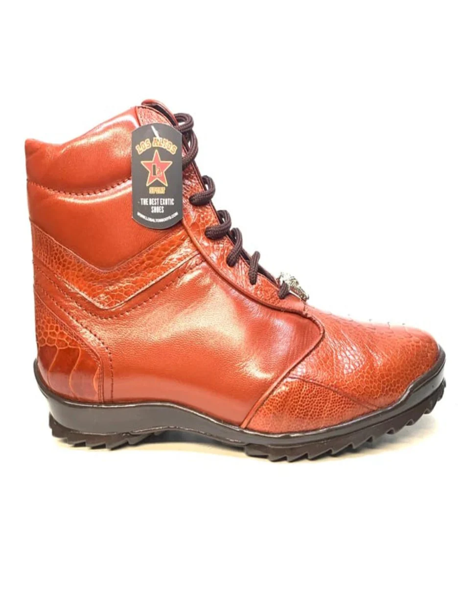 Los Altos Cognac Ostrich Leg High-top Sneakers - Image 3