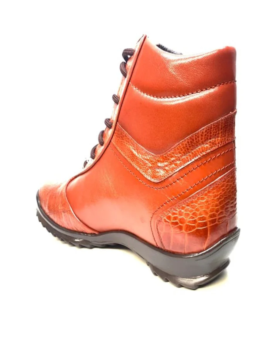 Los Altos Cognac Ostrich Leg High-top Sneakers - Image 4