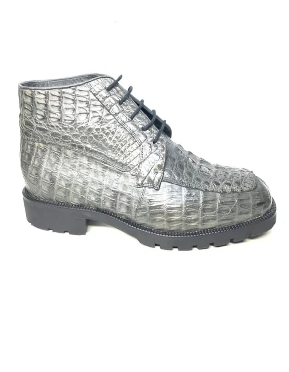 Los Altos Gray Horn-back Crocodile Ankle Boots - Image 2