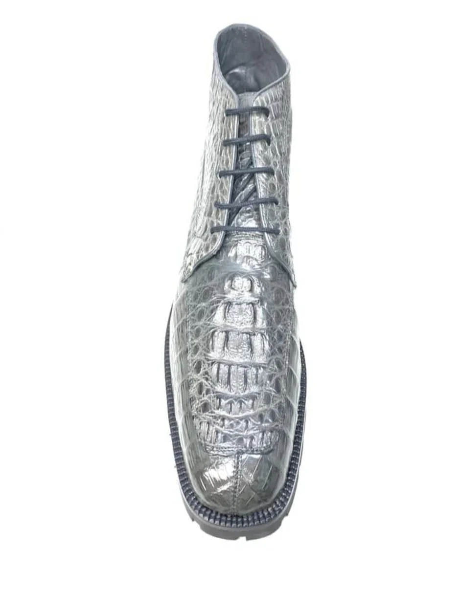 Los Altos Gray Horn-back Crocodile Ankle Boots - Image 3