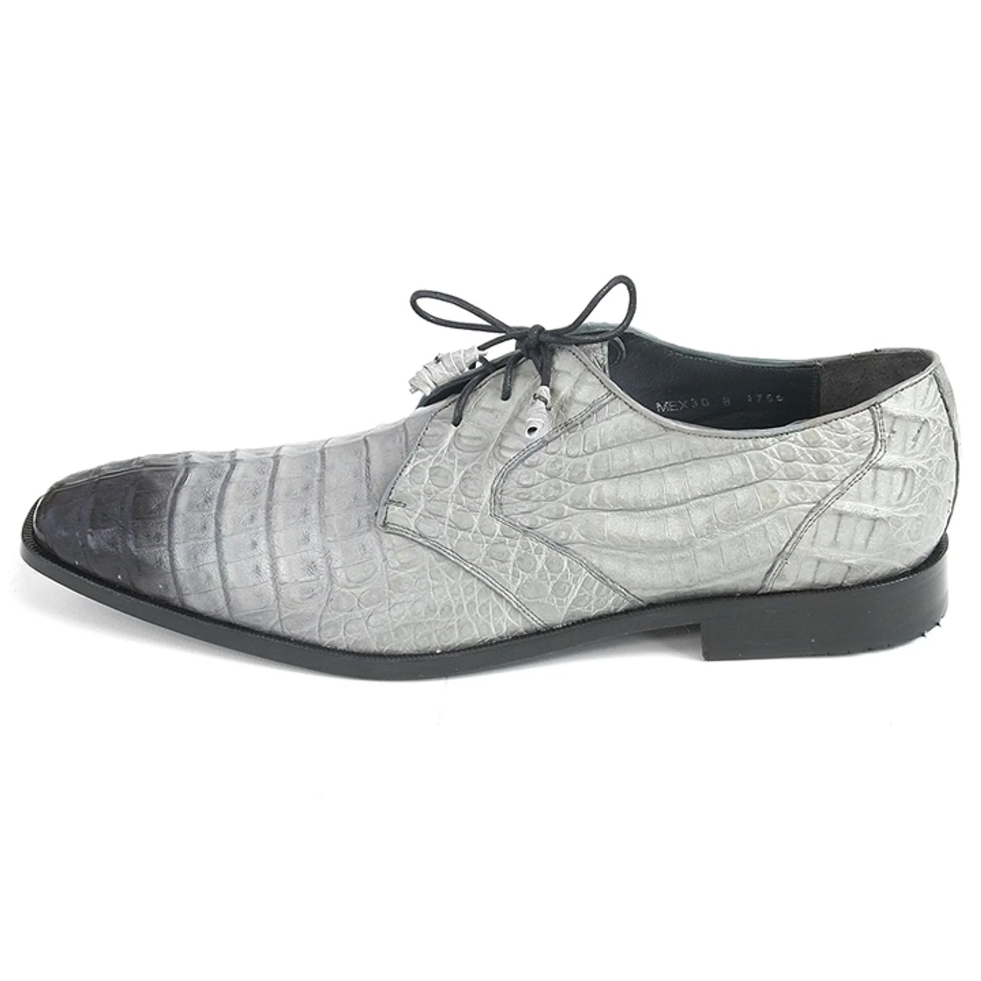 Los Altos Gray Two Tone Genuine Caiman Belly Lace-Up Oxford Shoes - Image 3
