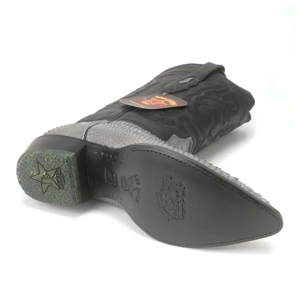J Toe Cowboy Boots - J Toe Western Boots - Los Altos Grey J-Toe Genuine Python - Image 3