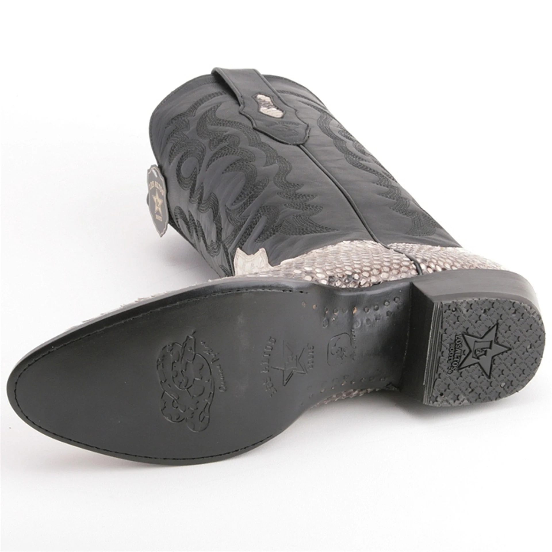 Los Altos Men Natural Python Snakeskin Round Toe Boots - Image 2