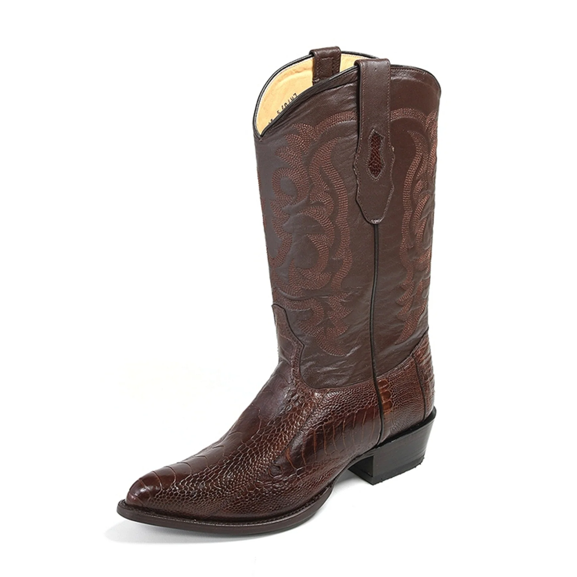Los Altos Men’s Brown Ostrich Leg Boots - Image 2