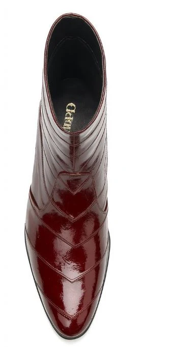 Los Altos Men’s Burgundy Genuine Eel Skin Leather Ankle Boots - Image 3