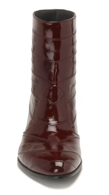 Los Altos Men’s Burgundy Genuine Eel Skin Leather Ankle Boots - Image 4