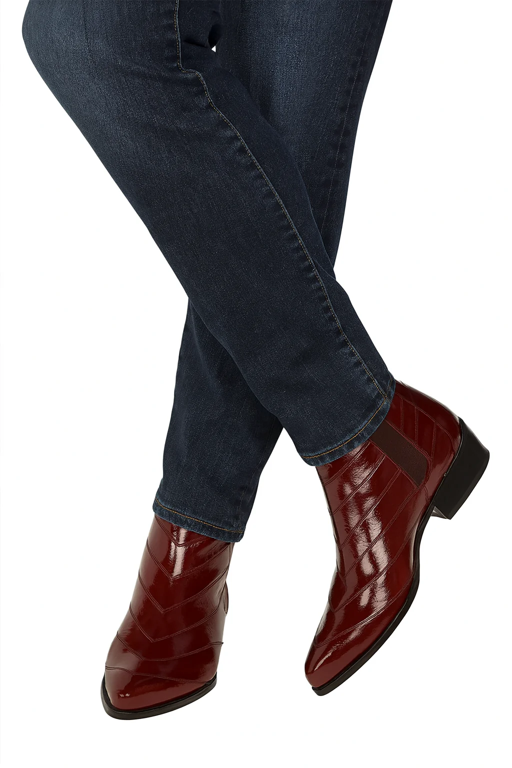 Los Altos Men’s Burgundy Genuine Eel Skin Leather Ankle Boots - Image 7