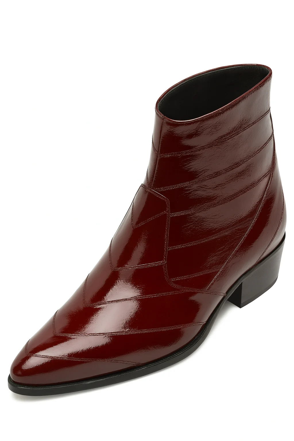 Los Altos Men’s Burgundy Genuine Eel Skin Leather Ankle Boots - Image 8