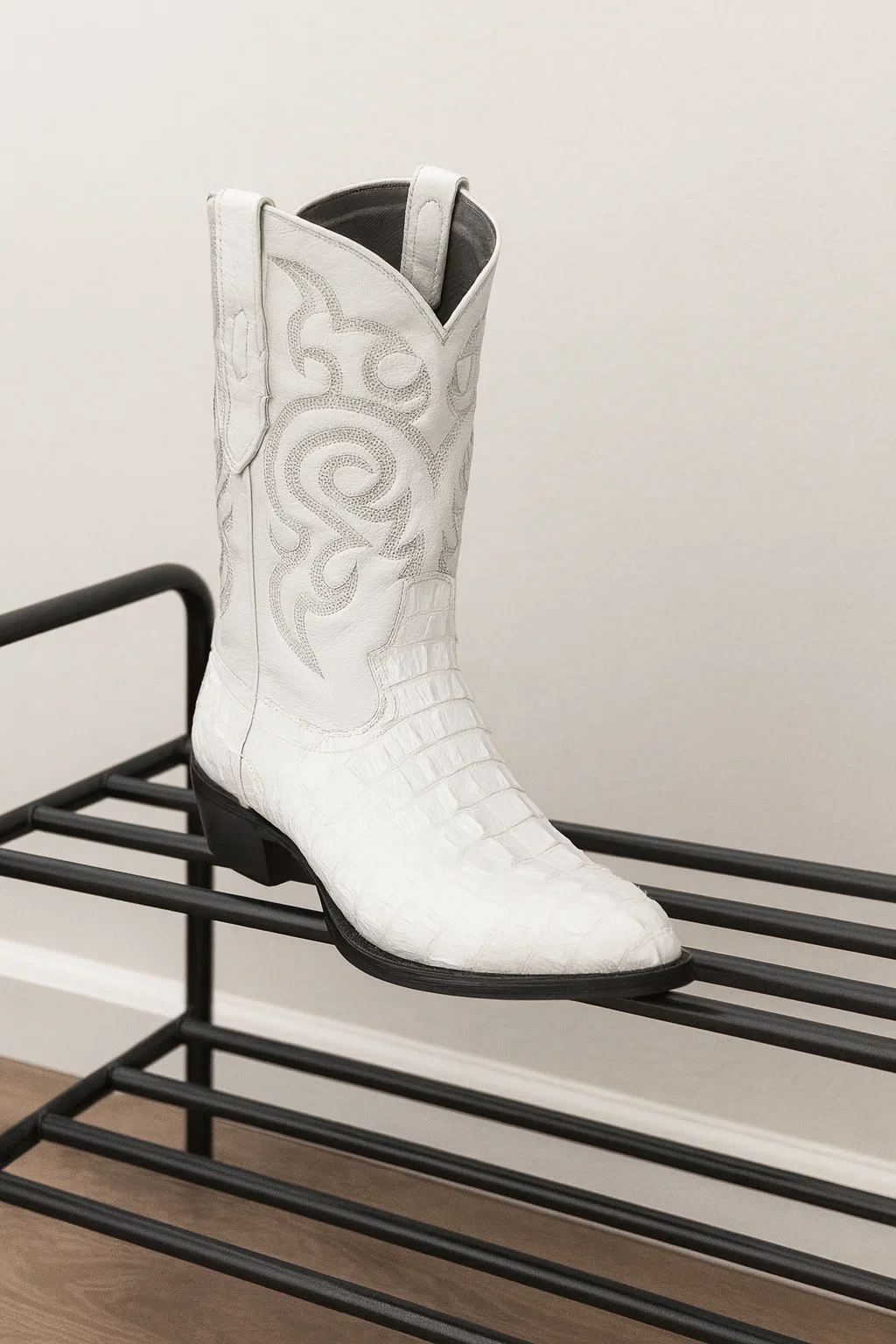 Los Altos Men’s Dress Cowboy Boot – White Crocodile