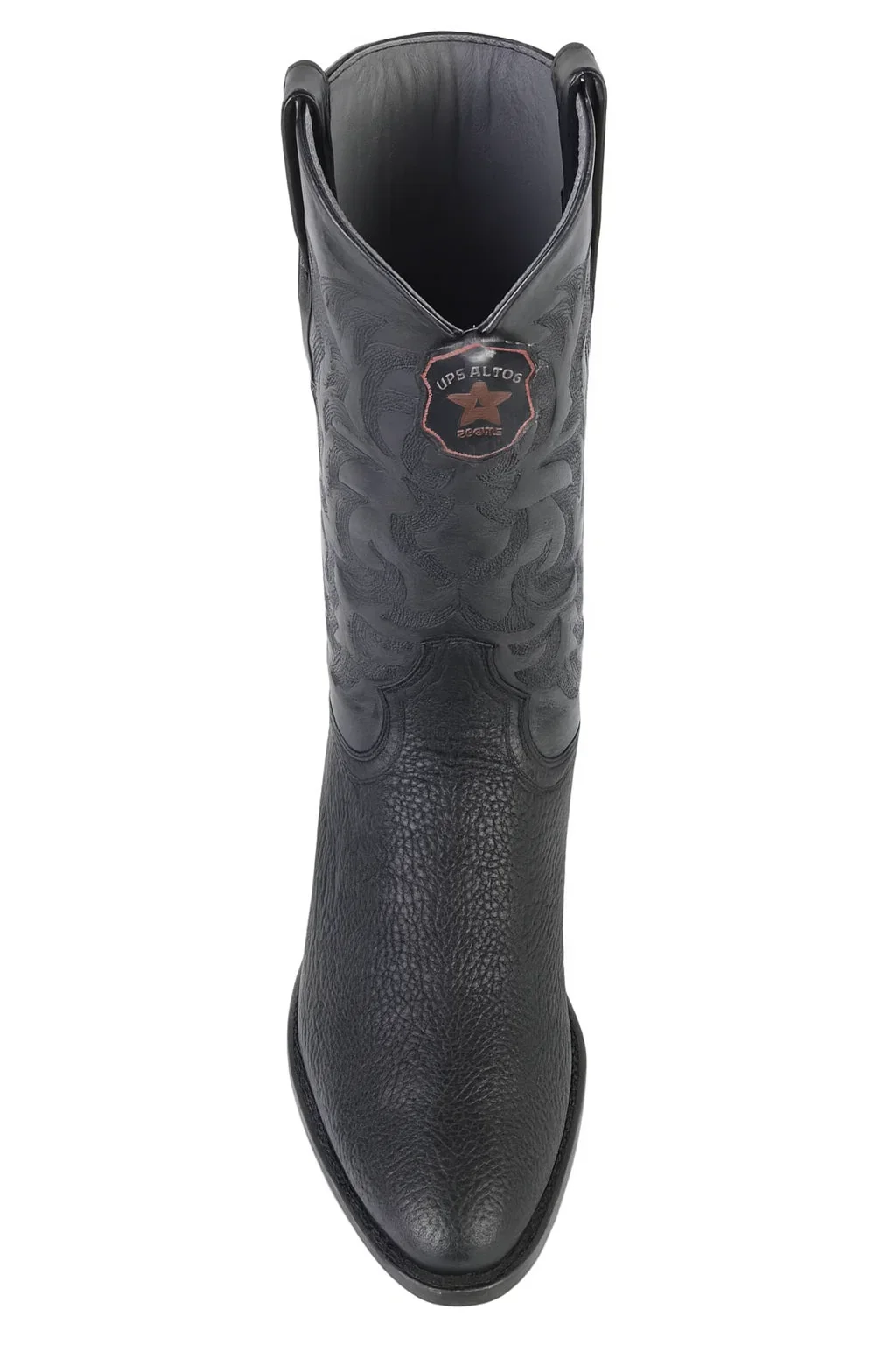 Los Altos Men’s Sharkskin Round Toe Cowboy Boots – Black - Image 6
