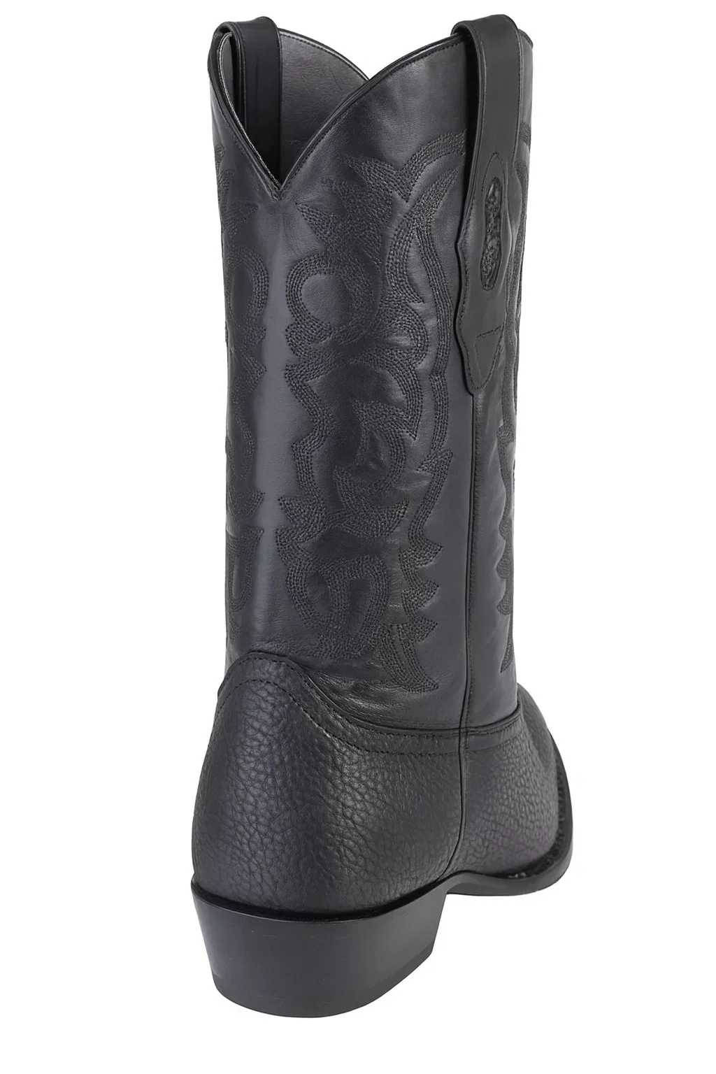 Los Altos Men’s Sharkskin Round Toe Cowboy Boots – Black - Image 8