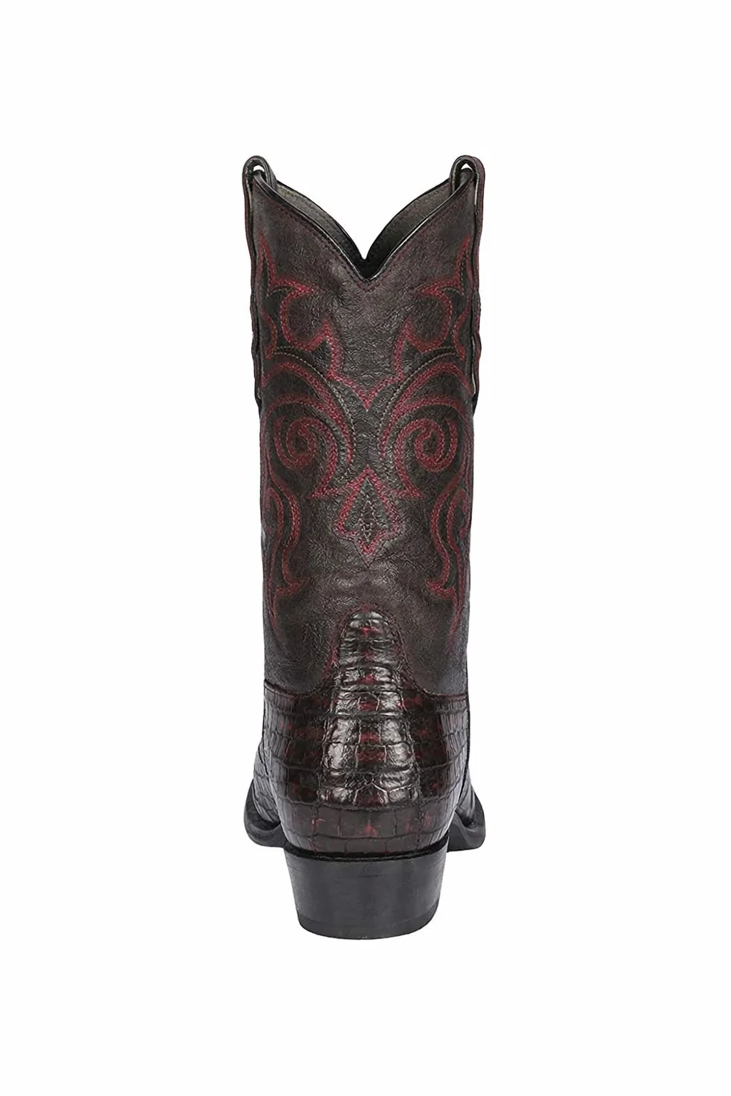 Los Altos Men's Black Cherry Genuine Caiman Tail Boots - Image 2