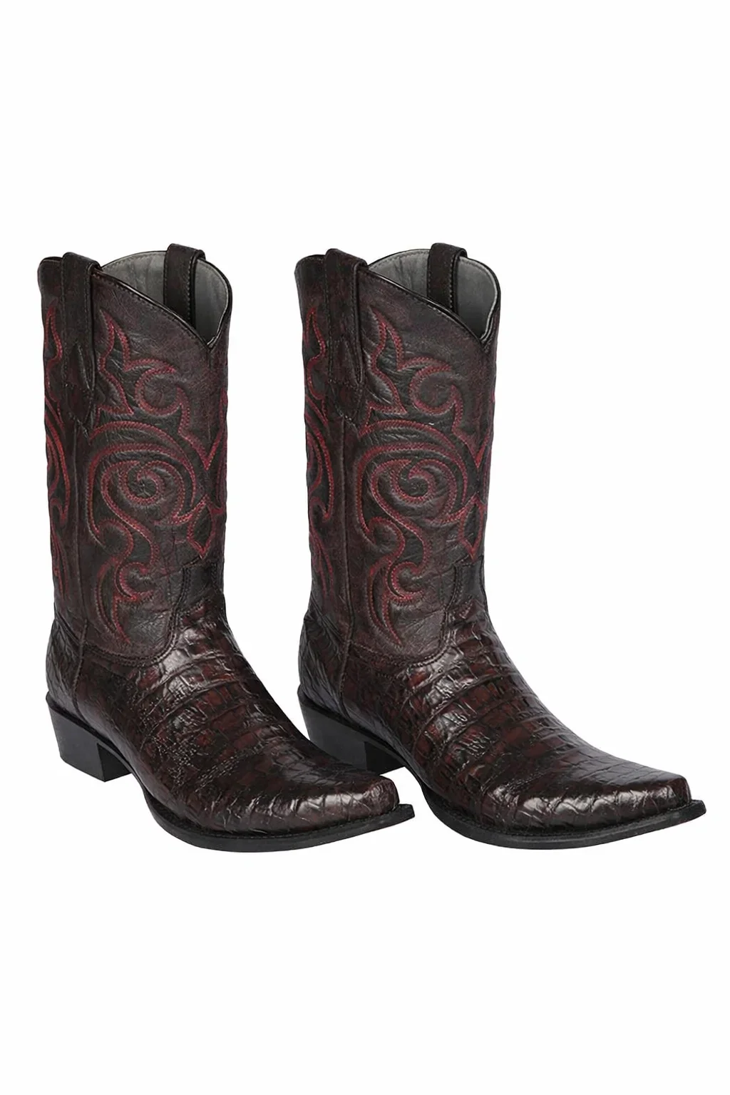 Los Altos Men's Black Cherry Genuine Caiman Tail Boots - Image 3