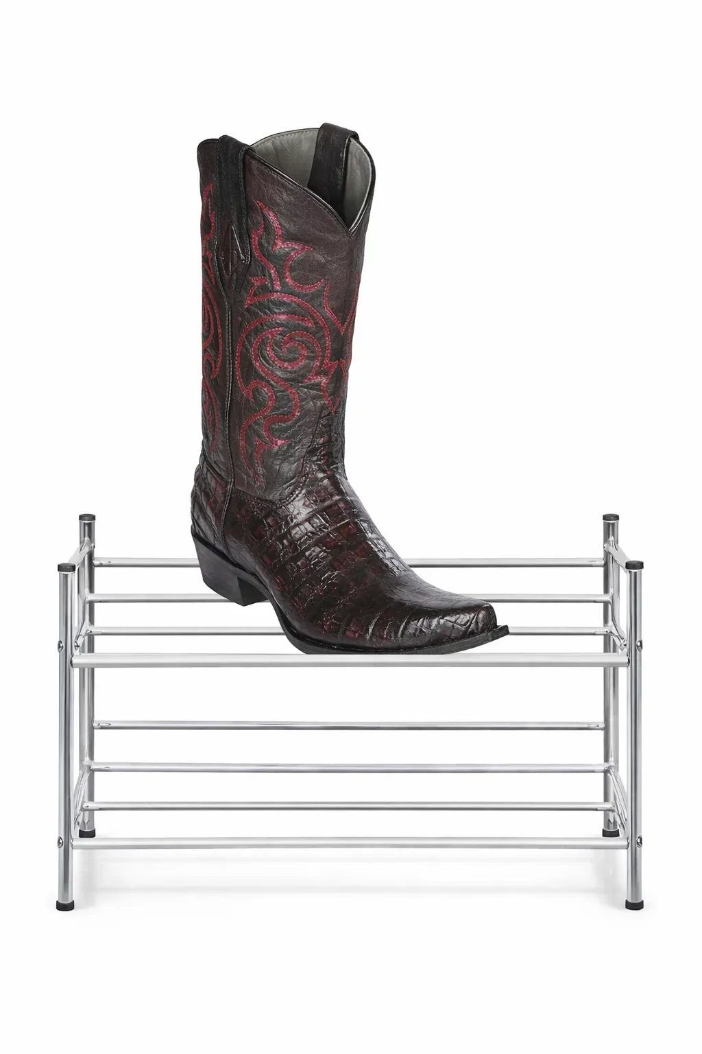 Los Altos Men's Black Cherry Genuine Caiman Tail Boots - Image 4