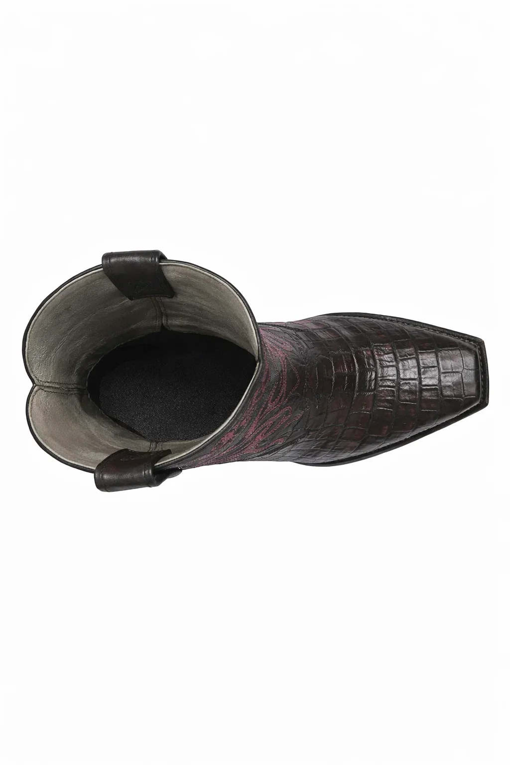 Los Altos Men's Black Cherry Genuine Caiman Tail Boots - Image 5