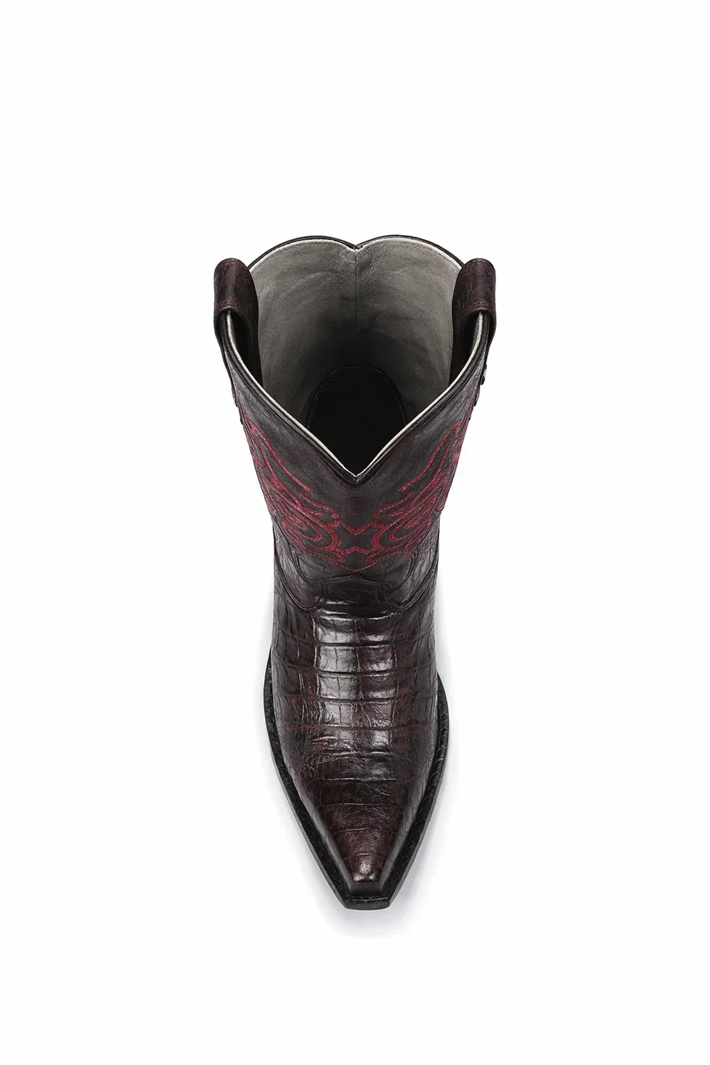 Los Altos Men's Black Cherry Genuine Caiman Tail Boots - Image 6