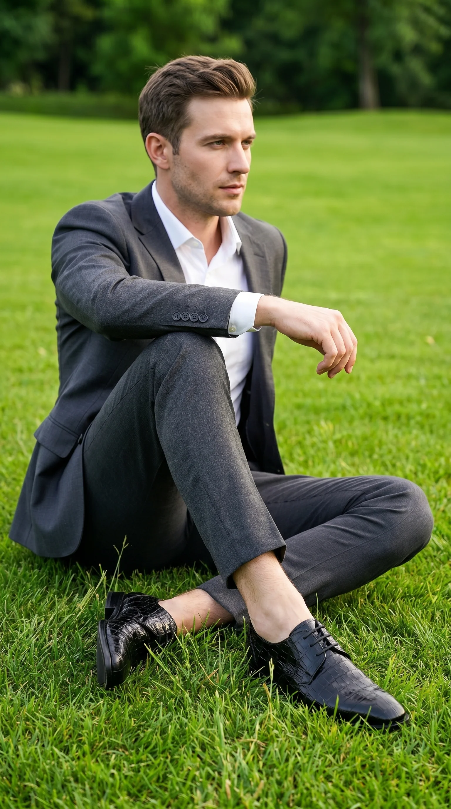 Men’s Los Altos Black Crocodile Dress Shoes with Italian Toe, Exotic Formal Lace Up Shoes - Image 10