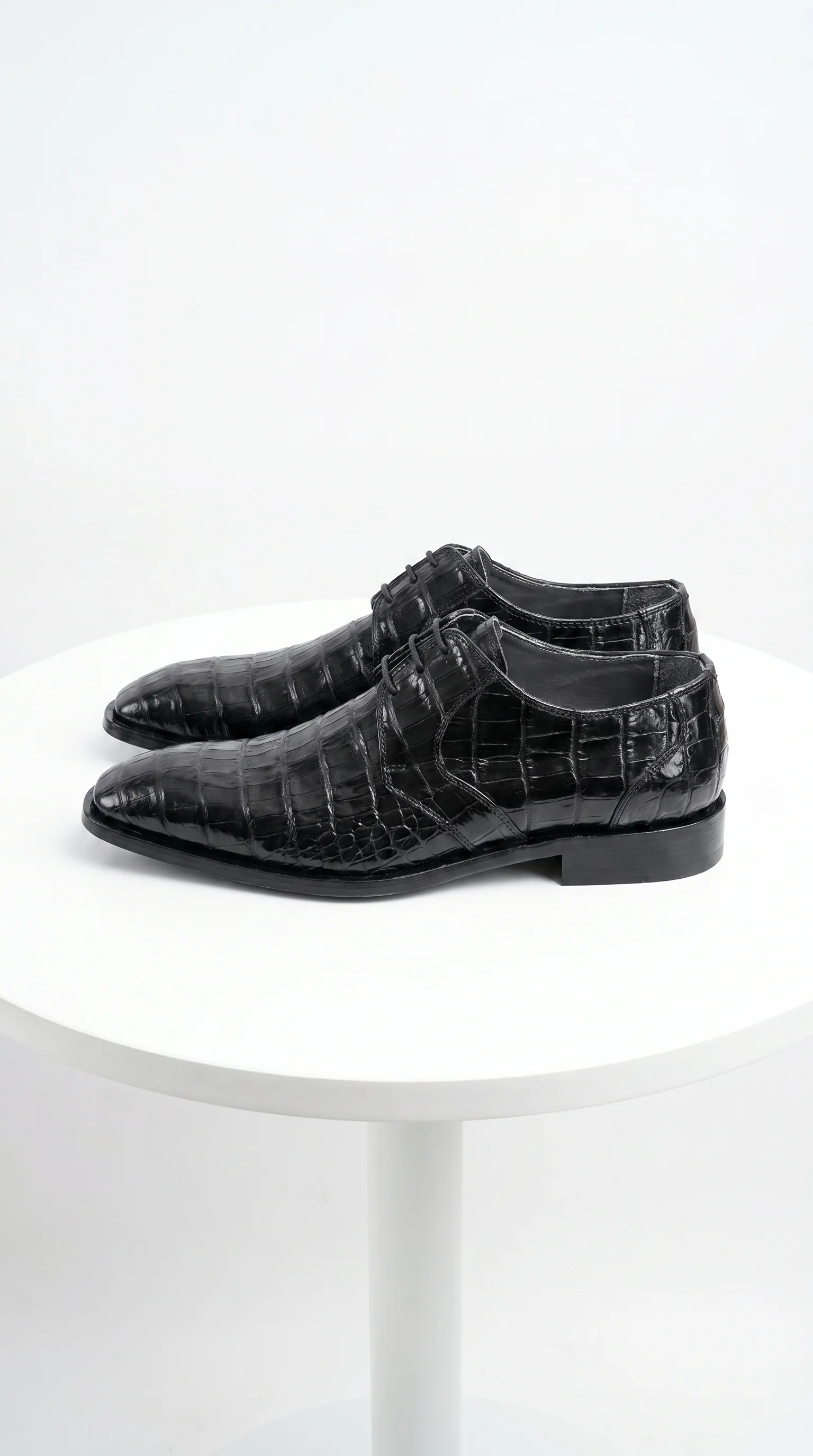 Men’s Los Altos Black Crocodile Dress Shoes with Italian Toe, Exotic Formal Lace Up Shoes - Image 5