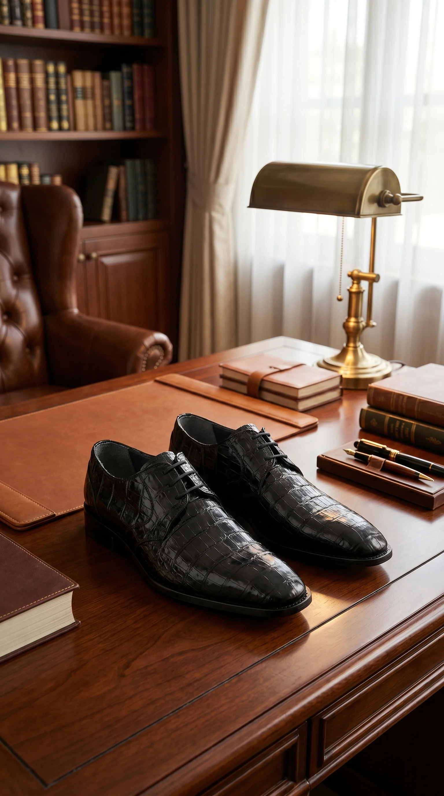 Men’s Los Altos Black Crocodile Dress Shoes with Italian Toe, Exotic Formal Lace Up Shoes - Image 9
