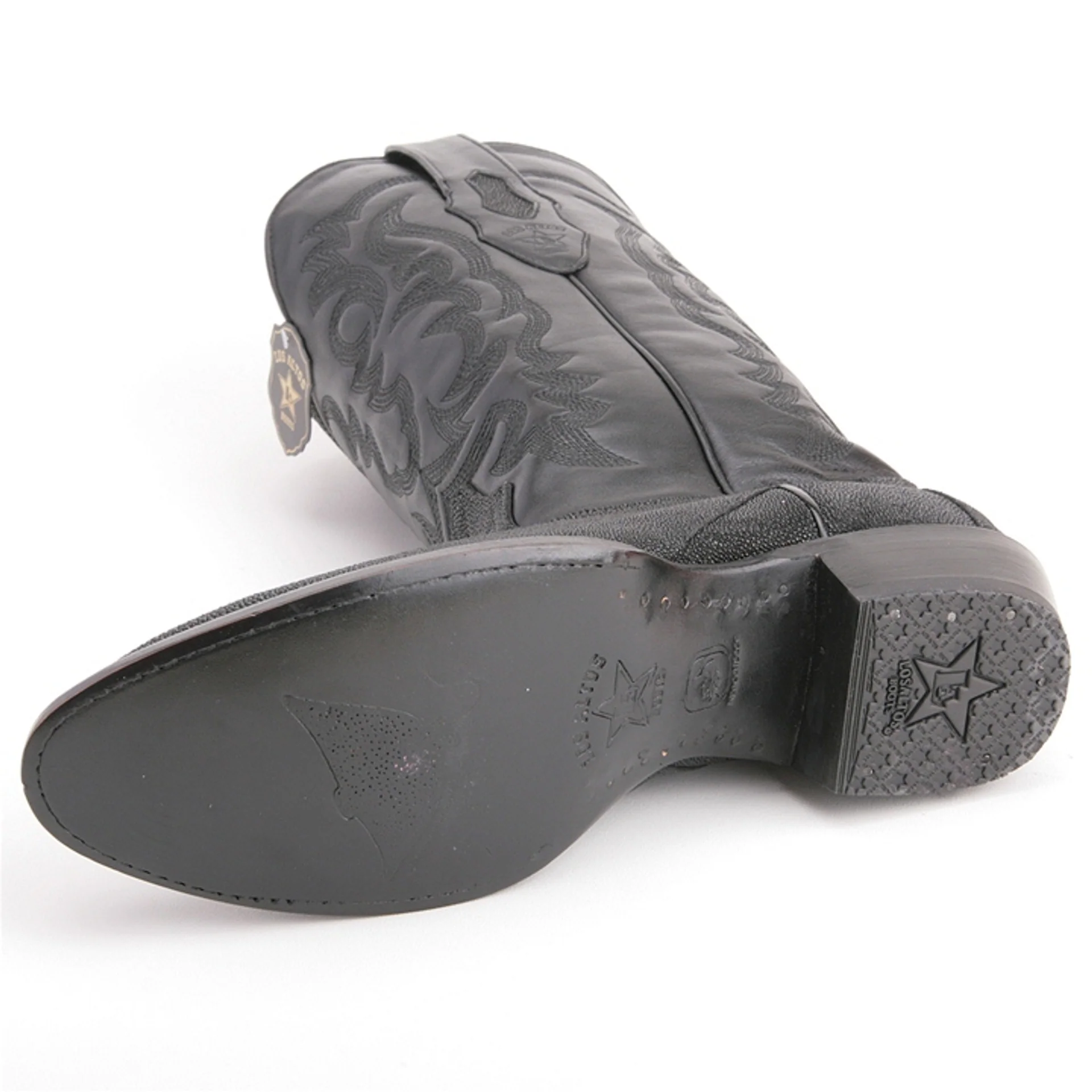 Los Altos Men's Black Exotic Stingray Round Toe Boots - Image 3