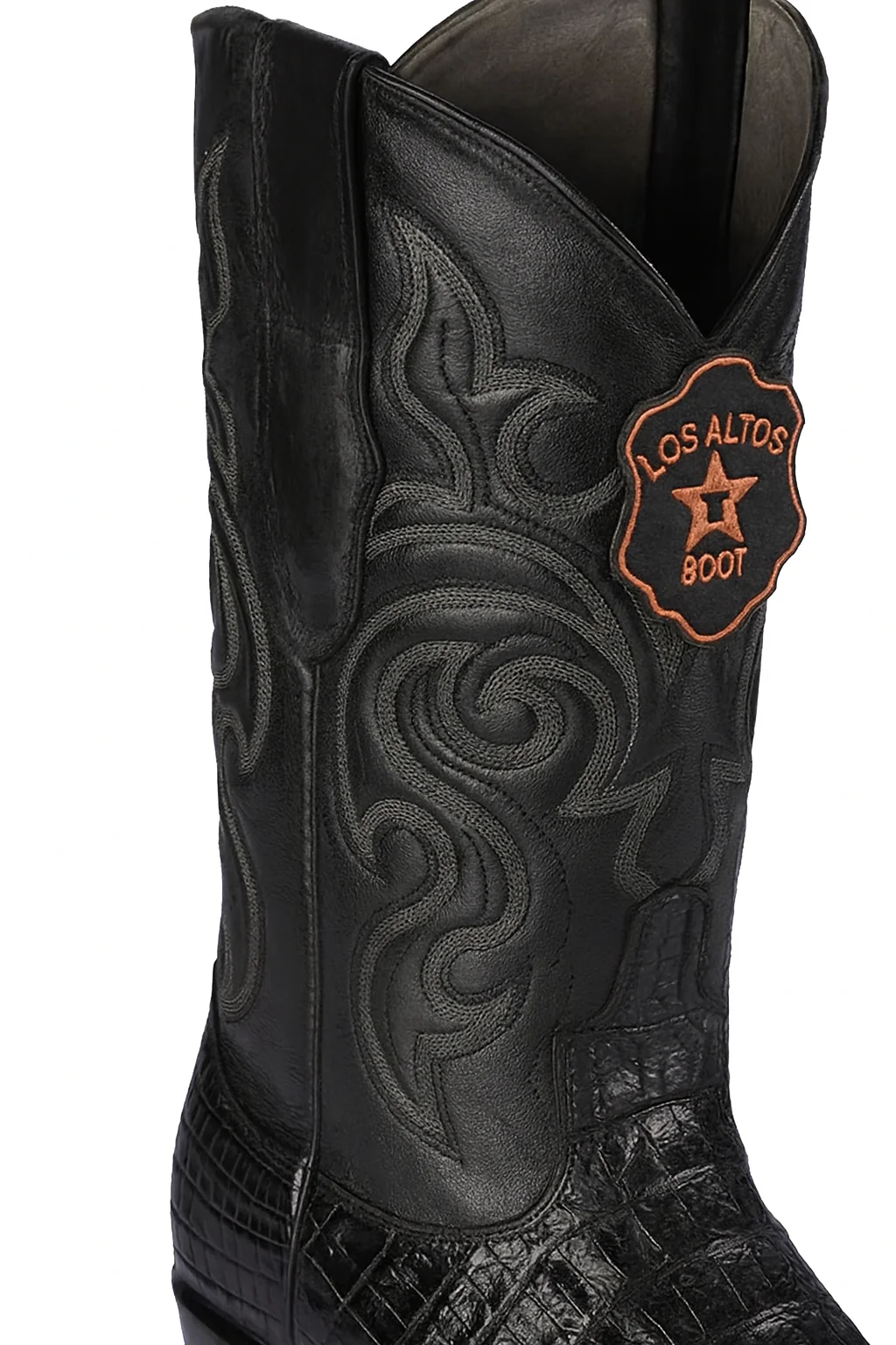 Los Altos Men's Black Genuine Caiman Tail Boots - Image 8