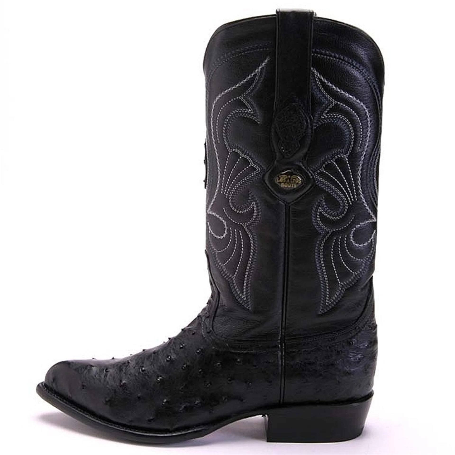 Los Altos Men's Black Genuine Full Quill Ostrich Boots - Image 4