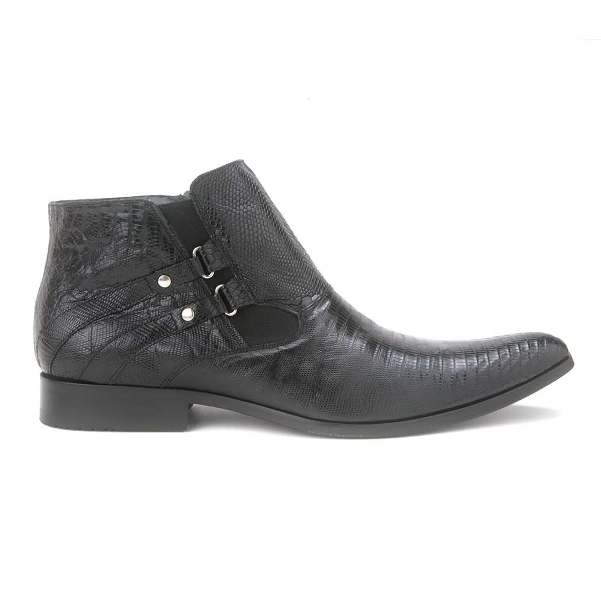 Los Altos Men's Black Genuine Lizard Ankle Boots - Image 2