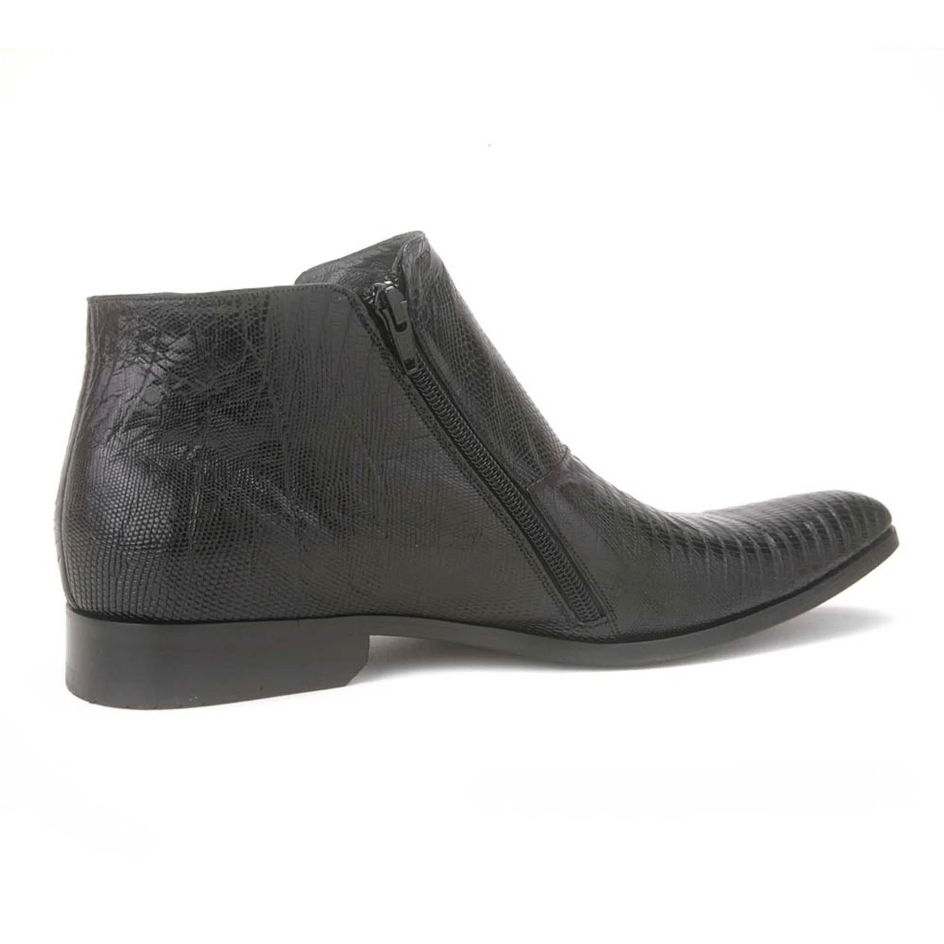 Los Altos Men's Black Genuine Lizard Ankle Boots - Image 3