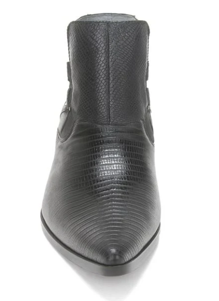 Los Altos Men's Black Genuine Lizard Ankle Boots - Image 5