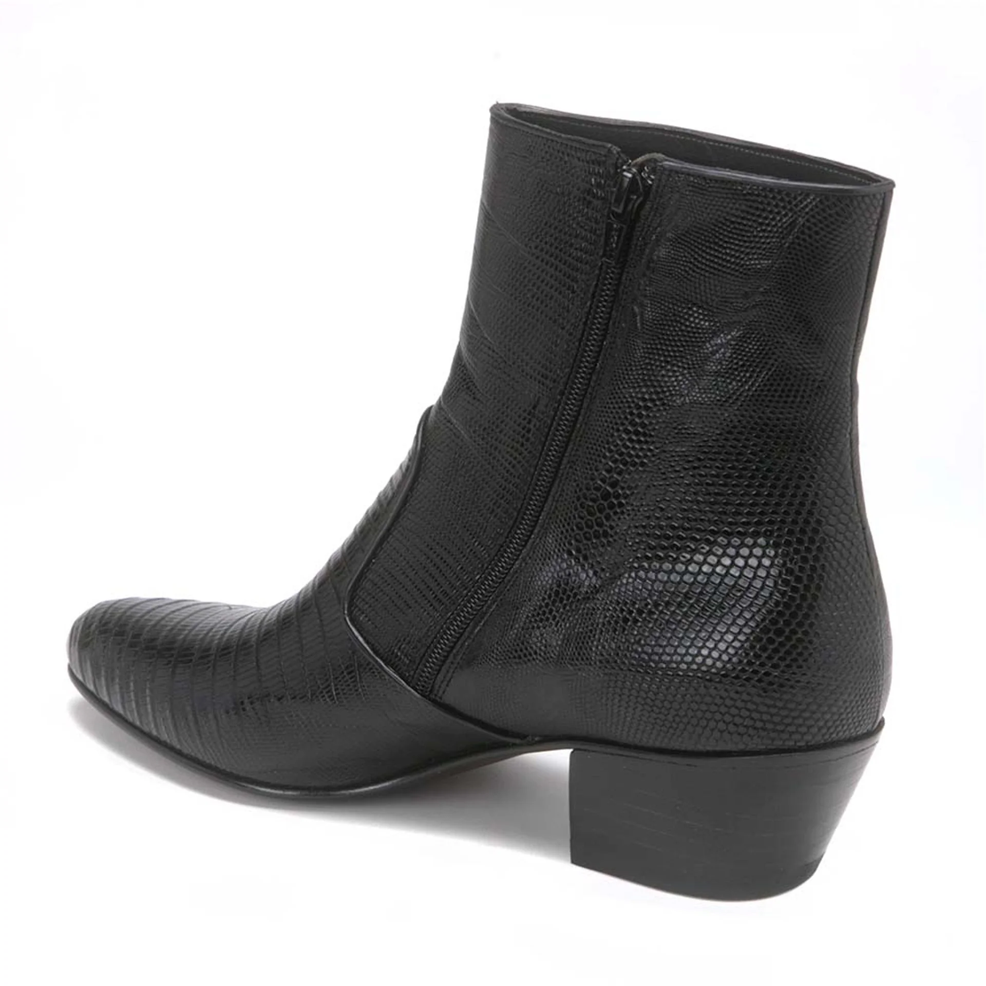 Los Altos Mens Black Genuine Lizard Leather Ankle Boots - Image 3