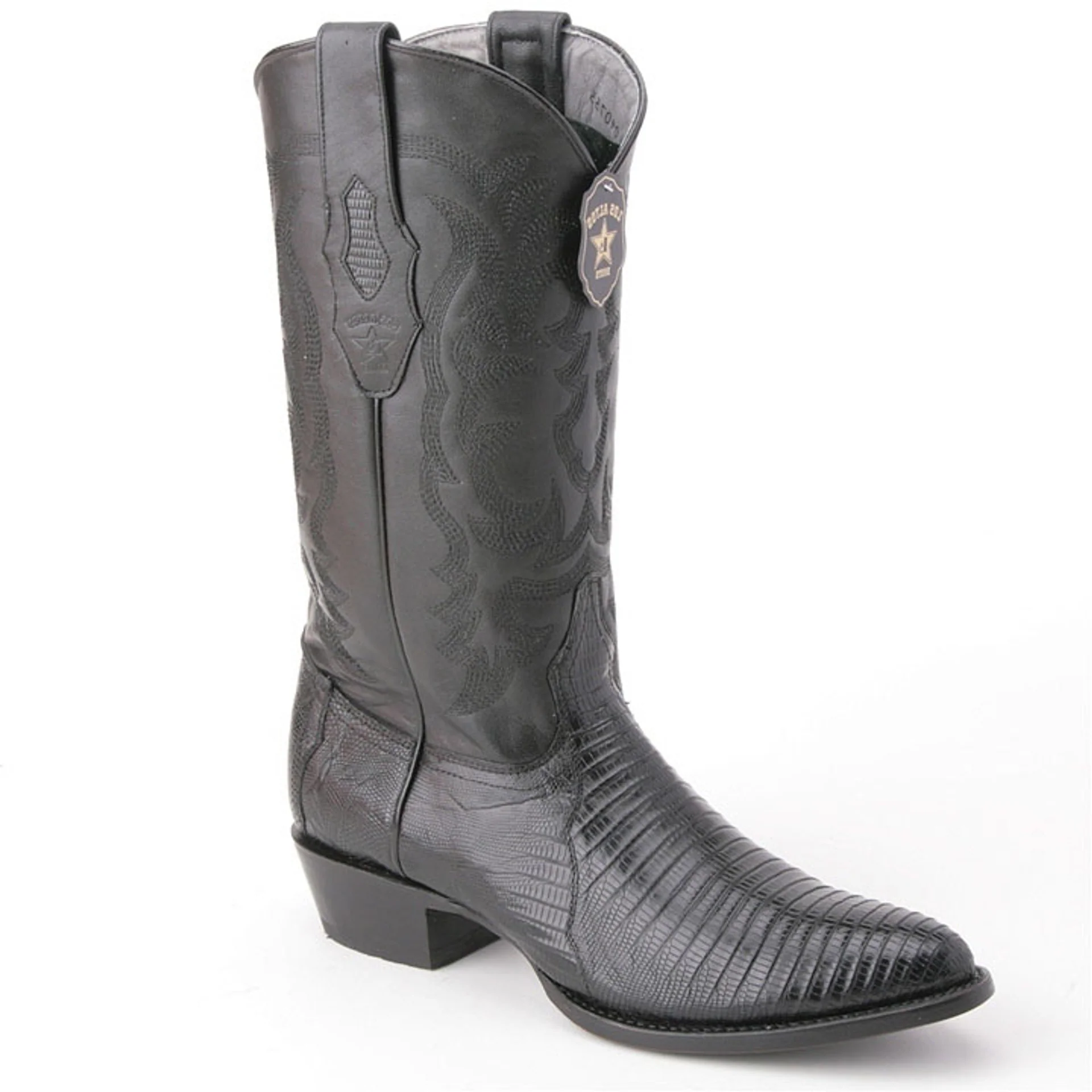 Los Altos Men's Black Teju Lizard Round Toe Boots - Image 2
