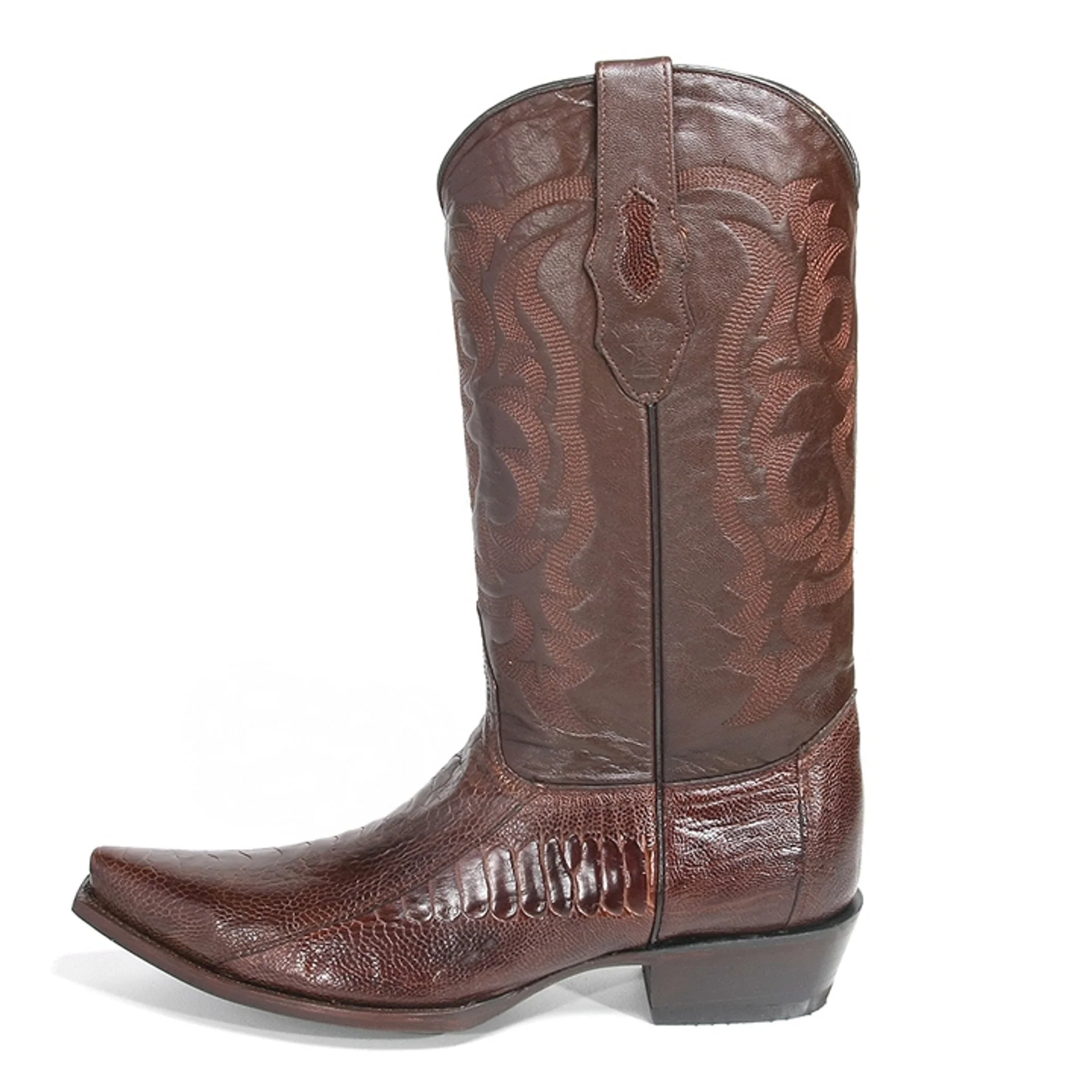 Los Altos Men's Brown Genuine Ostrich Leg Snip Toe Boots - Image 3