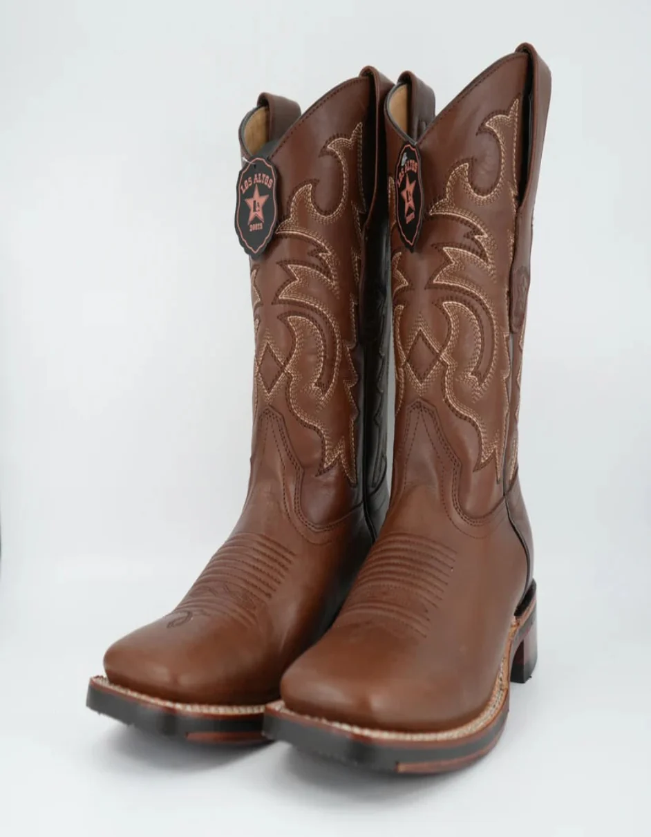 Los Altos Men's Brown Genuine Pirarucu Wide Square Toe Boot - Image 5