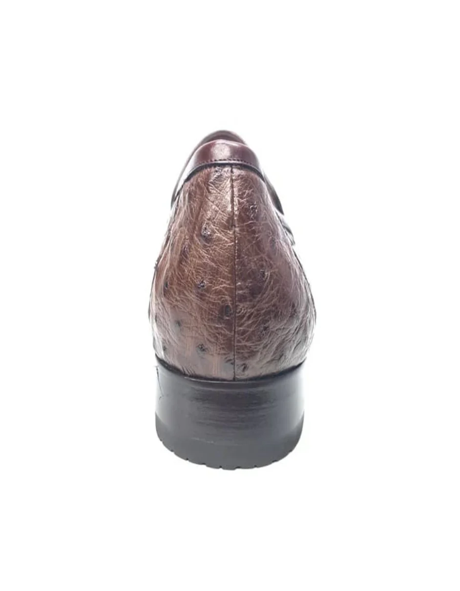 Los Altos Men's Brown Ostrich Quill Buckled Dress Loafers - Image 5