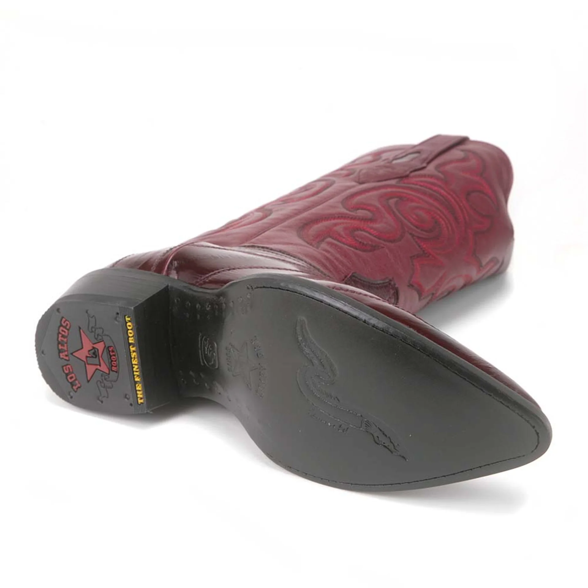 Los Altos Men's Burgundy Genuine Eel Skin J-Toe Boots - Image 3