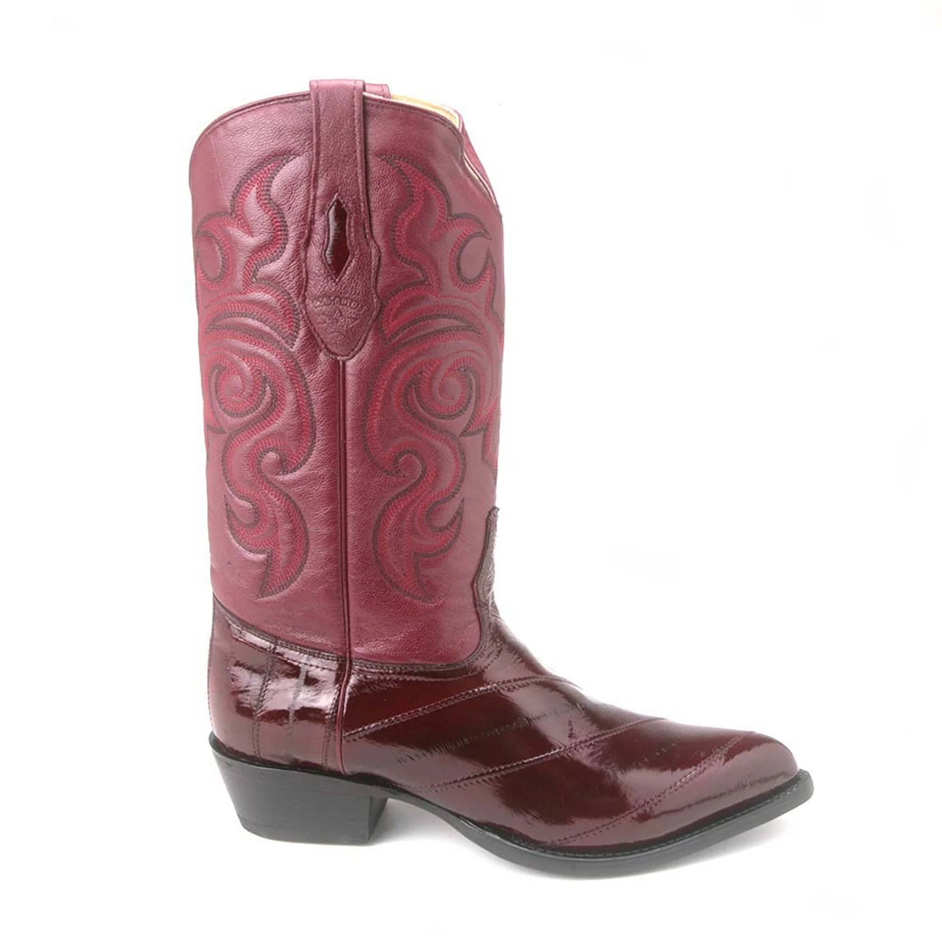 Los Altos Men's Burgundy Genuine Eel Skin J-Toe Boots - Image 5