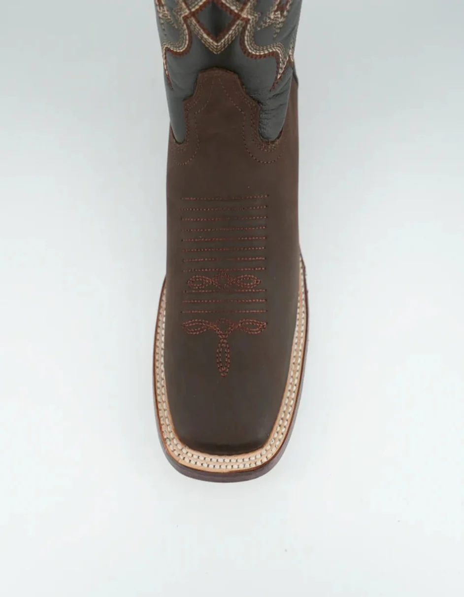 Los Altos Men's Crazy Brown Wide Square Toe Boot - Image 5