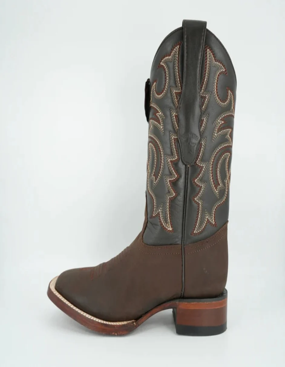 Los Altos Men's Crazy Brown Wide Square Toe Boot - Image 6