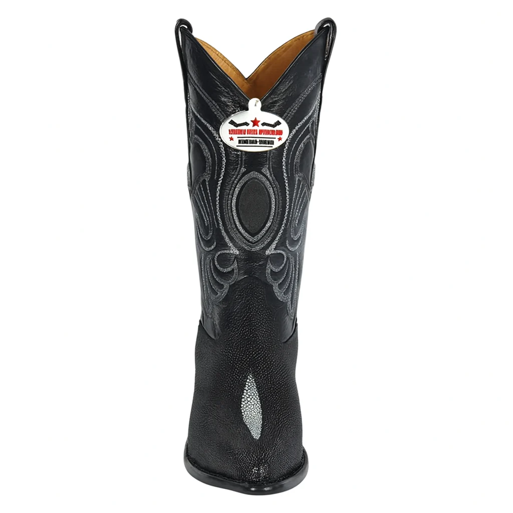 Los Altos Men's Exquisite Black Genuine Single Stone Stingray Boots - Image 2