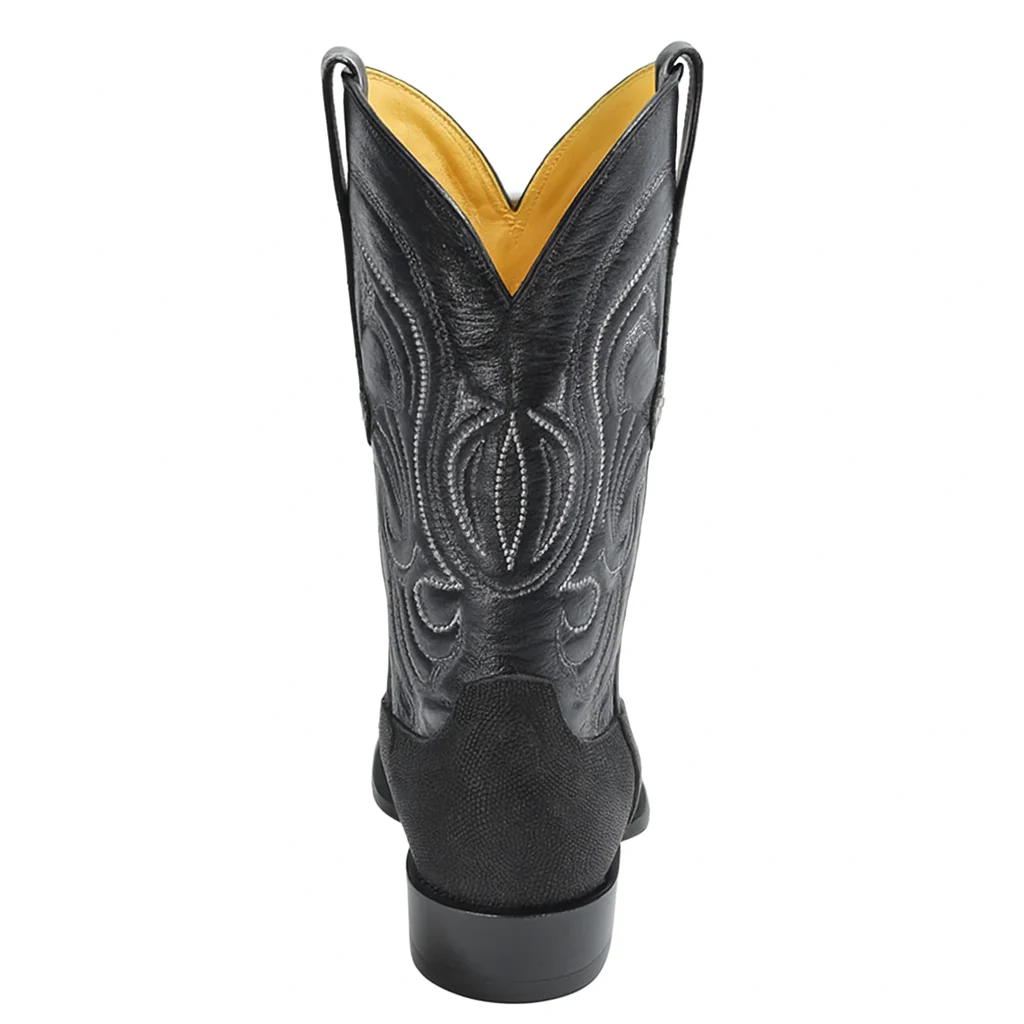 Los Altos Men's Exquisite Black Genuine Single Stone Stingray Boots - Image 3