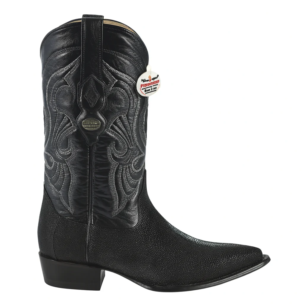 Los Altos Men's Exquisite Black Genuine Single Stone Stingray Boots - Image 4