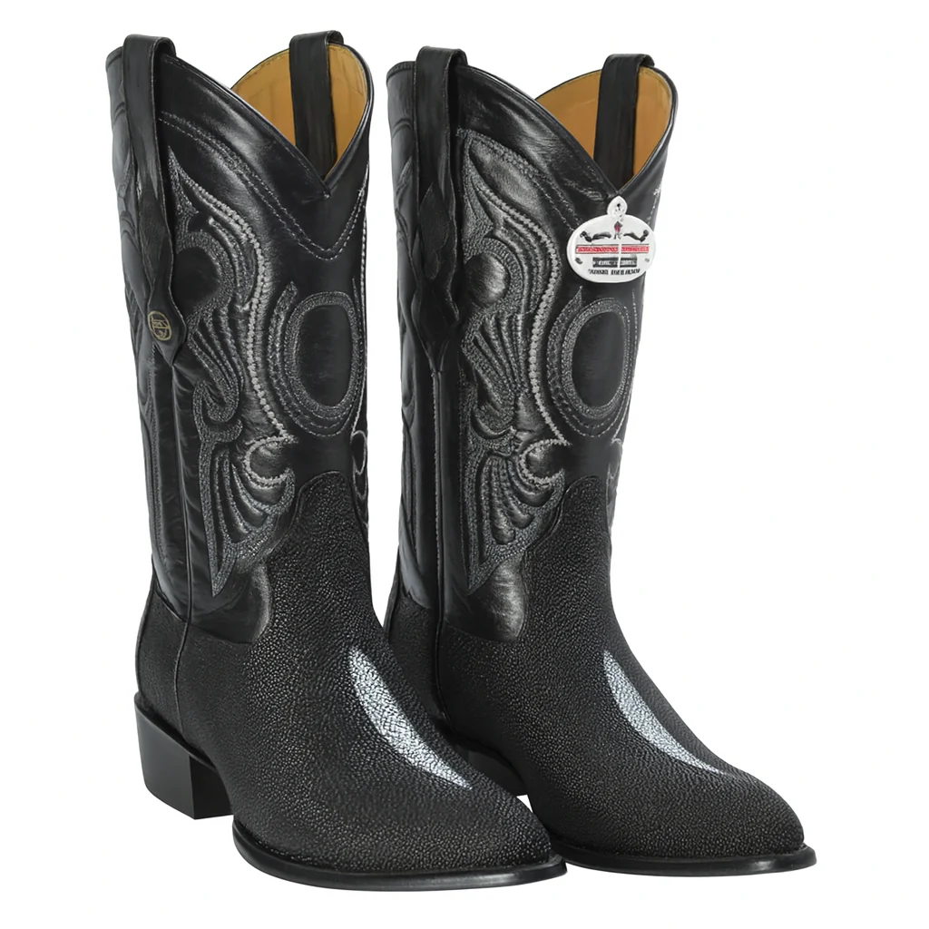 Los Altos Men's Exquisite Black Genuine Single Stone Stingray Boots - Image 7