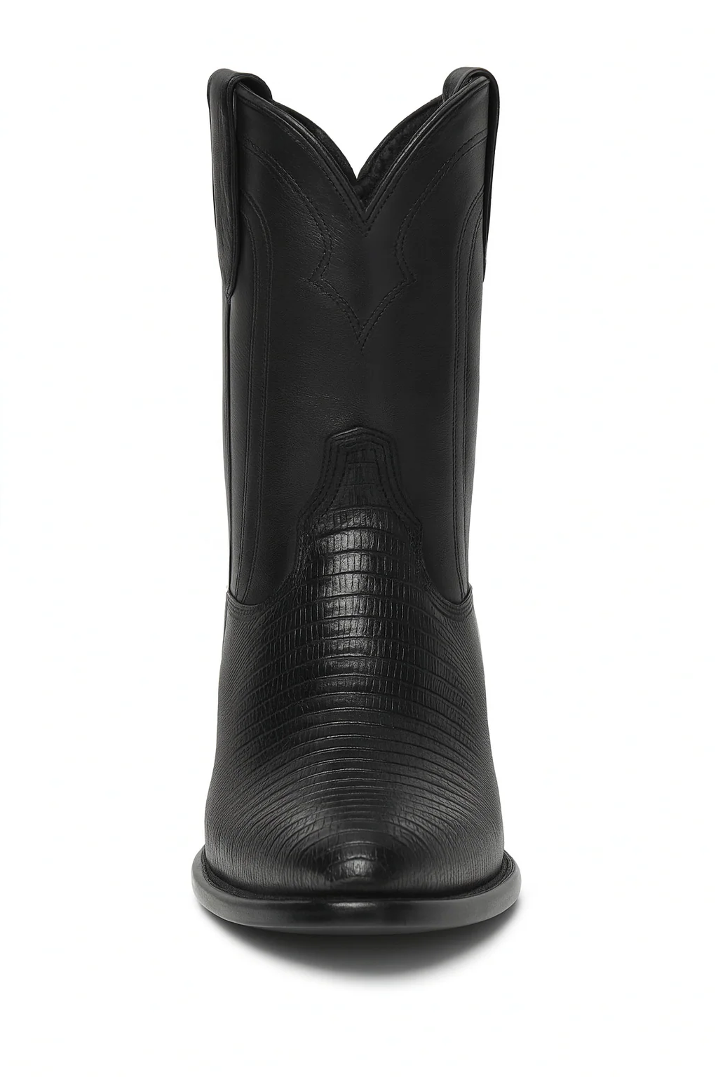 Los Altos Men's Genuine Lizard Teju Skin Leather Insole and Lining Zipper Black Roper Toe Boot