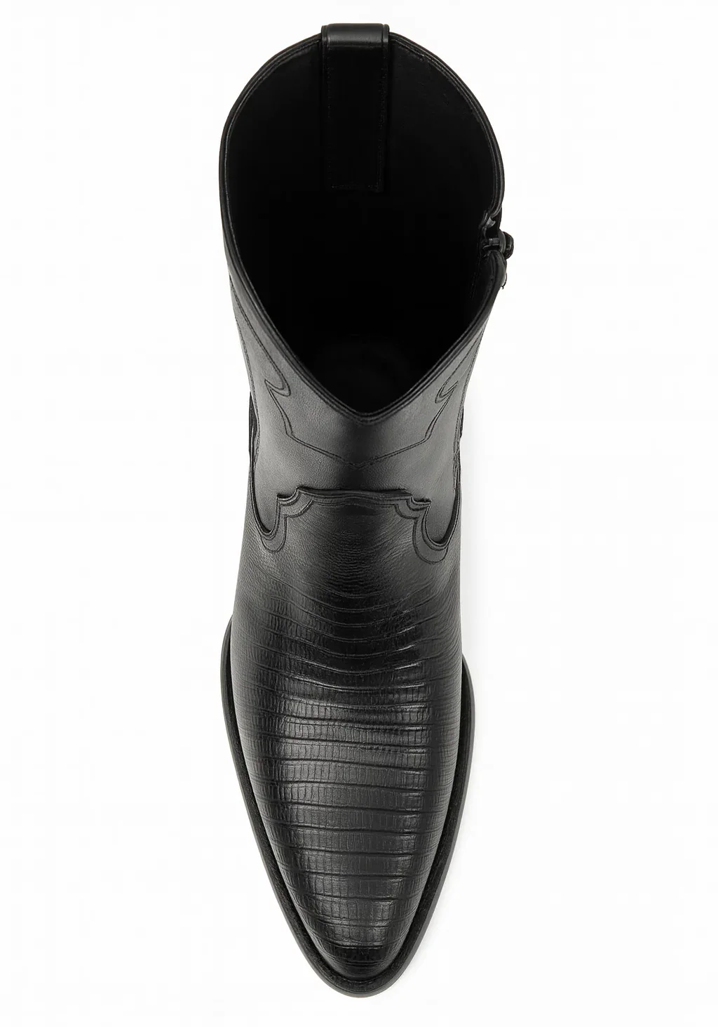 Los Altos Men's Genuine Lizard Teju Skin Leather Insole and Lining Zipper Black Roper Toe Boot - Image 3