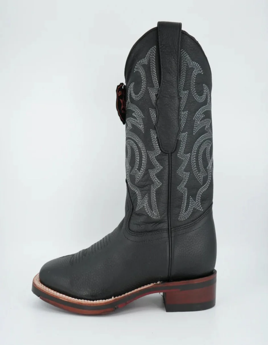 Los Altos Men's Grisly Black Wide Square Toe Rubber Sole Boot - Image 2