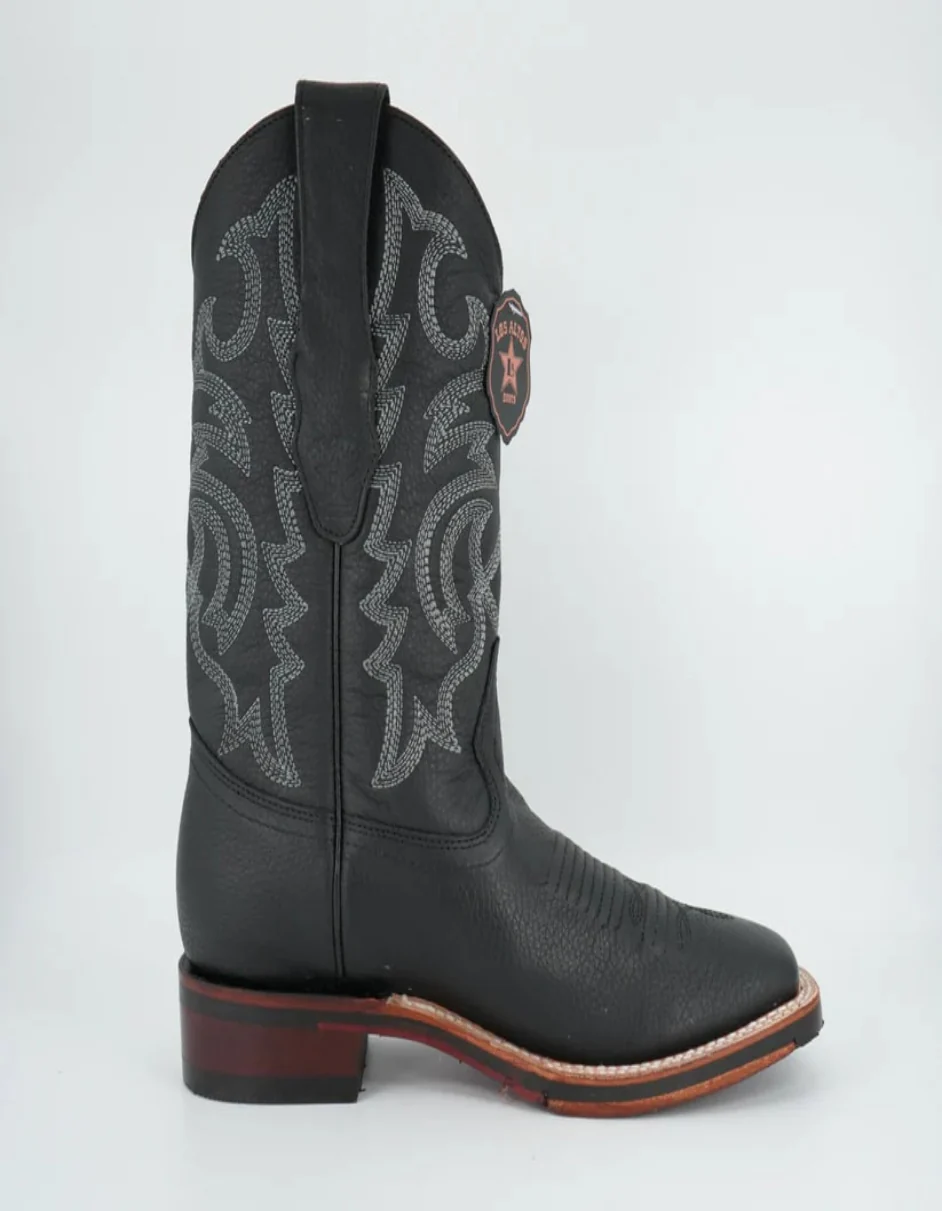 Los Altos Men's Grisly Black Wide Square Toe Rubber Sole Boot - Image 3