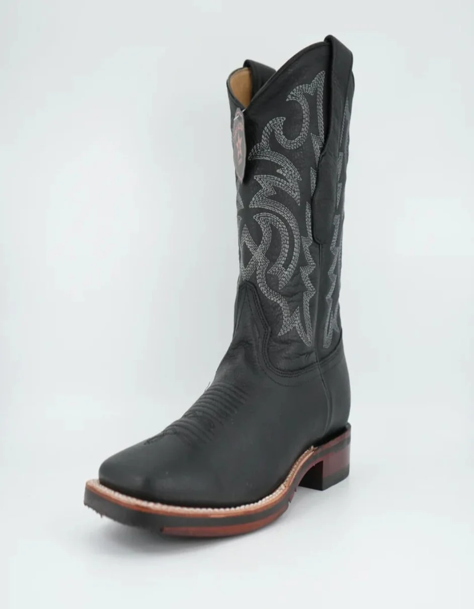 Los Altos Men's Grisly Black Wide Square Toe Rubber Sole Boot - Image 4